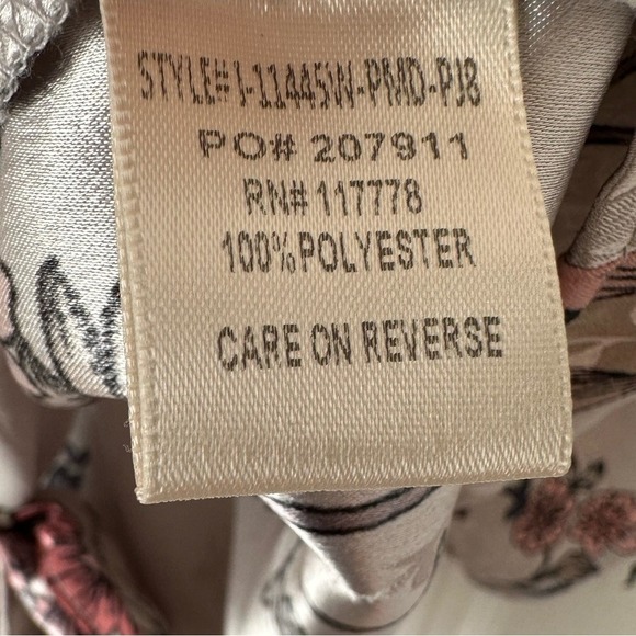 Lovestitch Floral Flowy Blouse Gray Pink Romantic Date Feminine Kimono Sleeve Lg - Picture 12 of 15